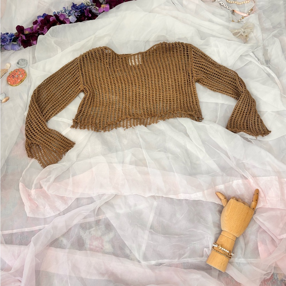 Brown Knit Women Top